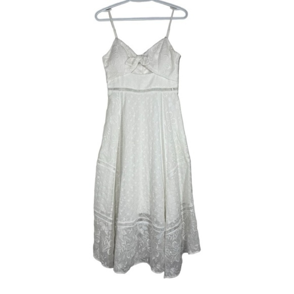 Forever New White Lace Embroidery Midi Dress Sleeveless size 4